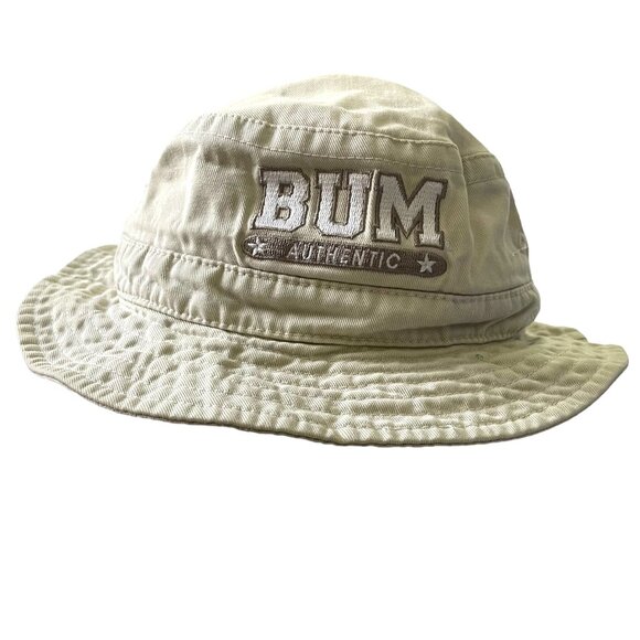 Vtg 90s Y2K BUM Equipment Bucket Hat S/M Small Medium Tan Khaki Skater Grunge - Picture 1 of 7